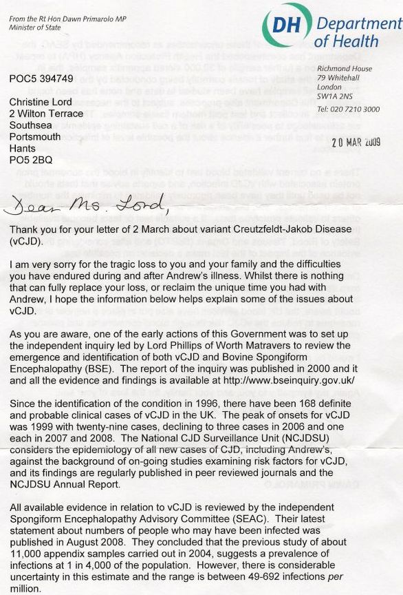 Letter from Dawn Primarolo pg1